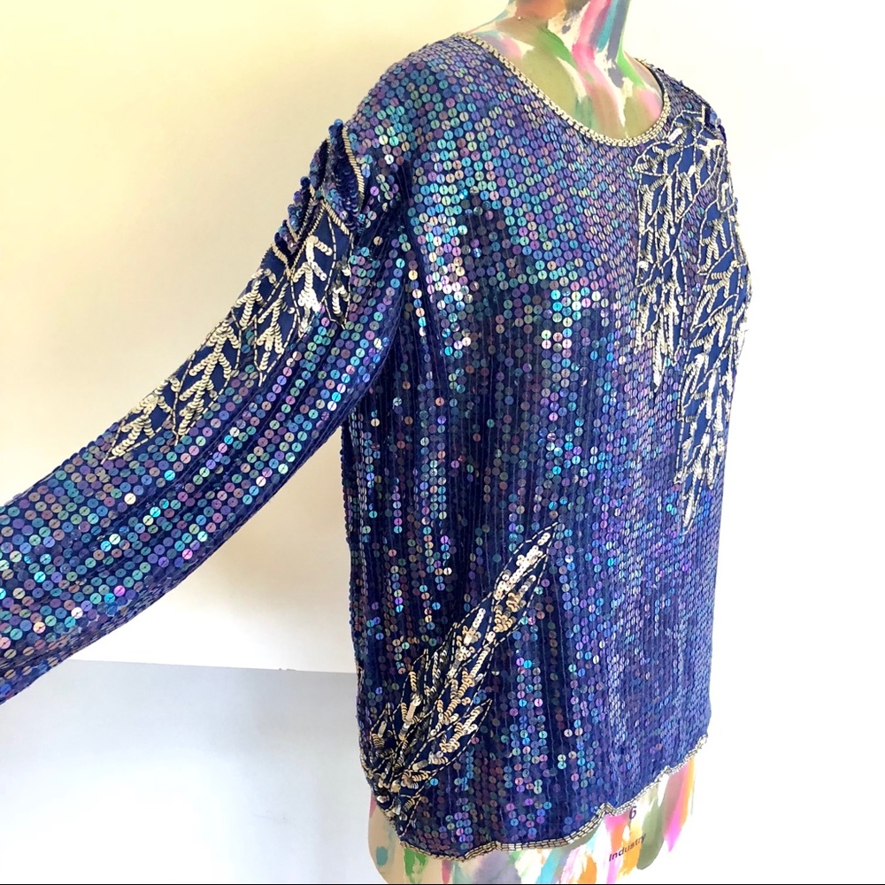 🧜🏻‍♀️VINTAGE 80s Sequin Top - Picture 4 of 7